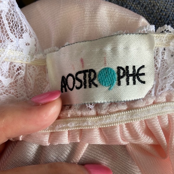 Vintage Pink Satiny Nightgown Slit down front by Aostrophe Size Medium SEARS - Picture 6 of 9